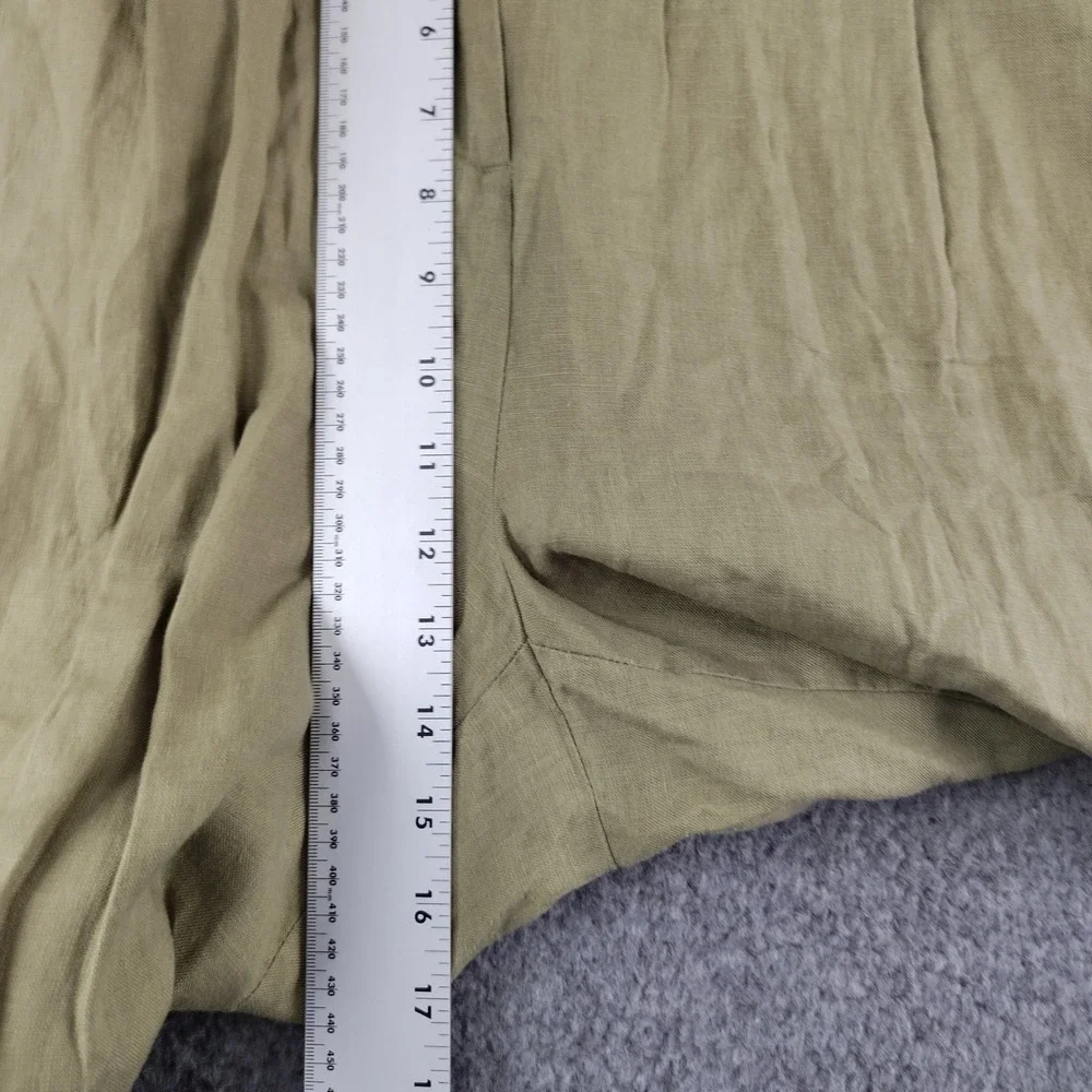 J.Crew Essential Wide Leg Pant 16T Olive Green 100% Linen Pleated High Rise Tall